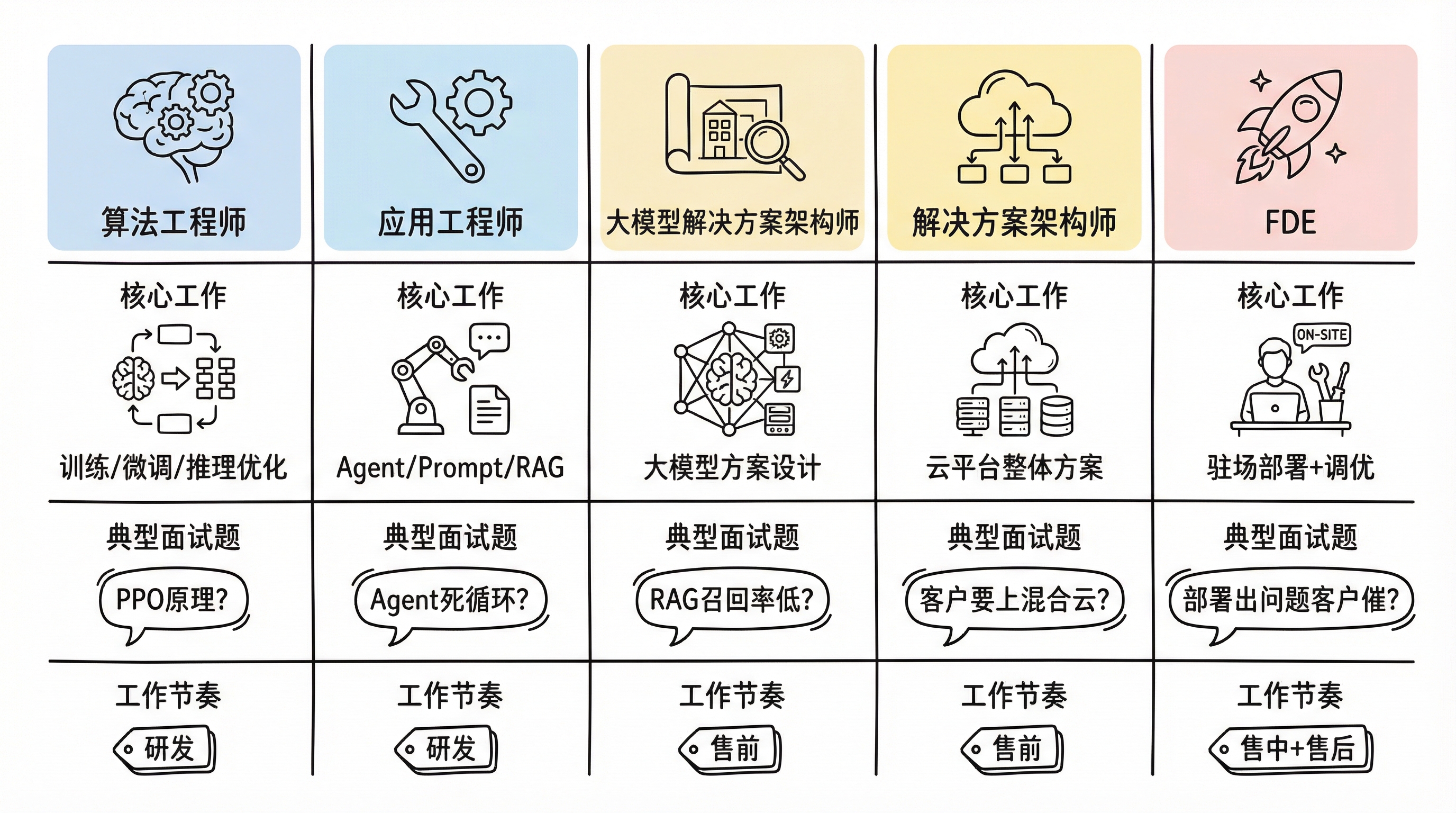 五岗位核心差异对比图