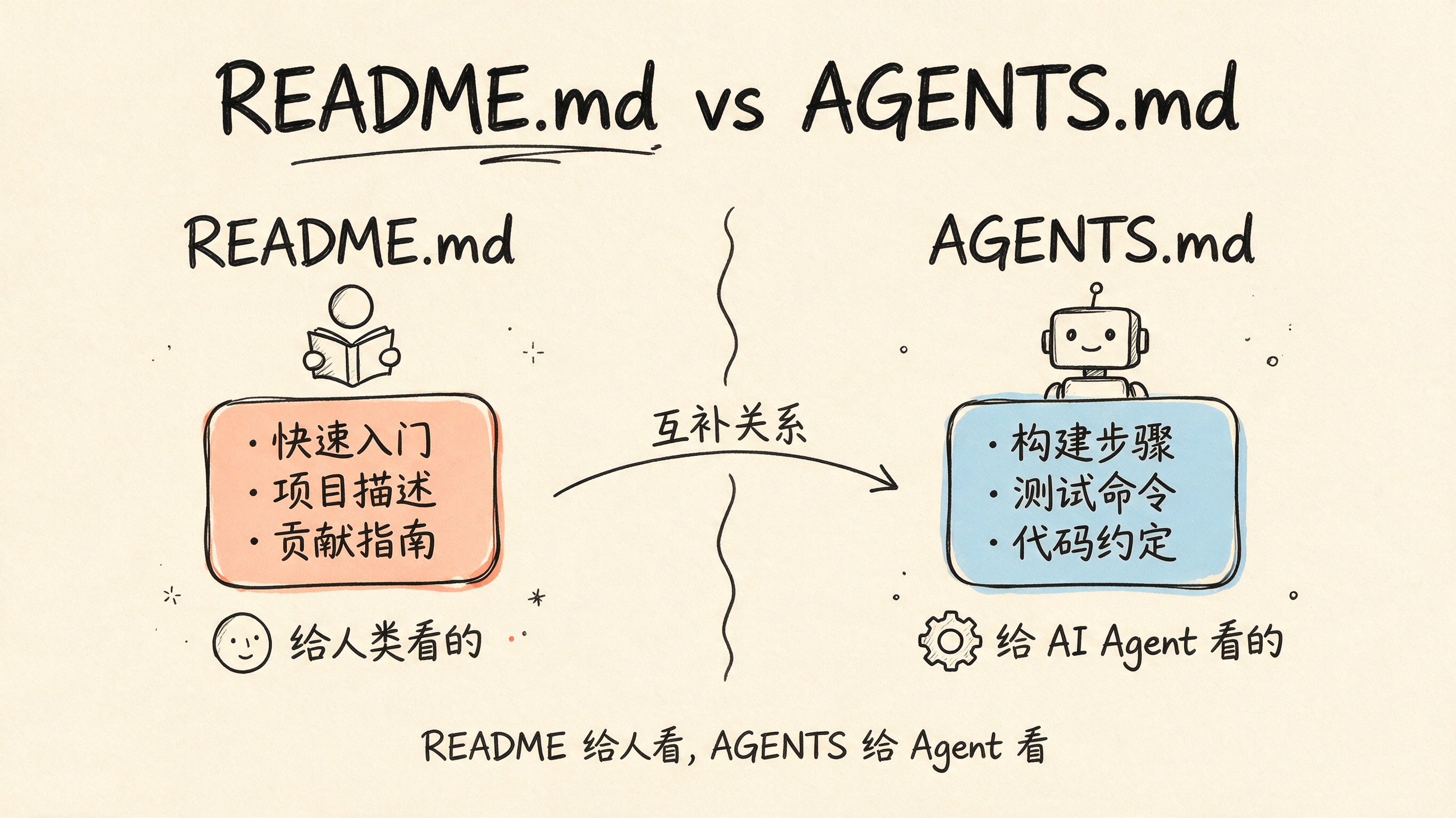 README.md vs AGENTS.md 对比